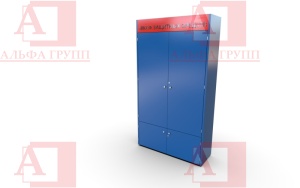 Шкаф СИЗ "Альфа-2" (расцветка "ТРАНСНЕФТЬ", цвет: Синий, красный) из стали с полимерным покрытием для энергоустановок.